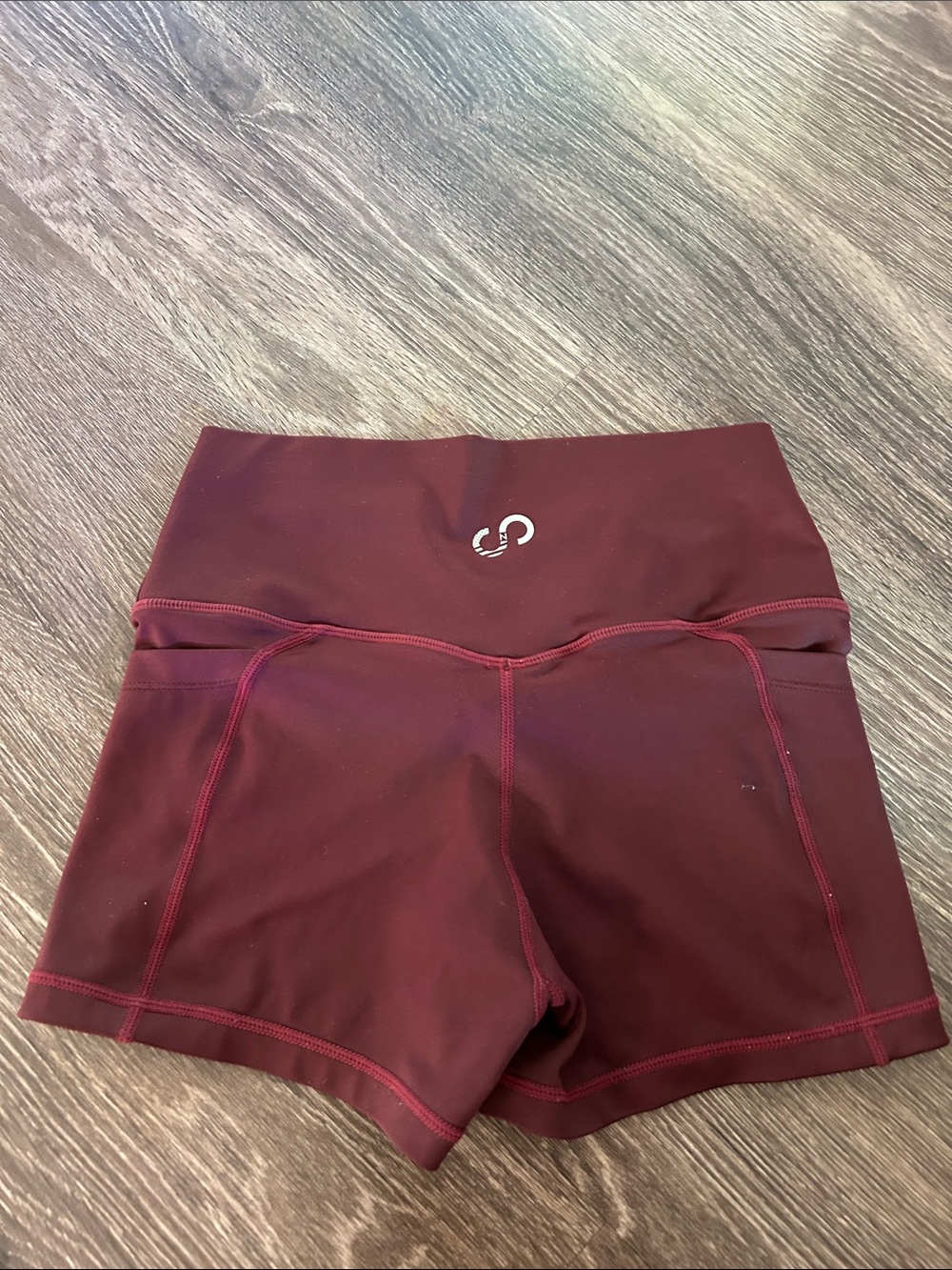 Women’s High-Rise Maroon Performance Shorts - Picture 2 of 2